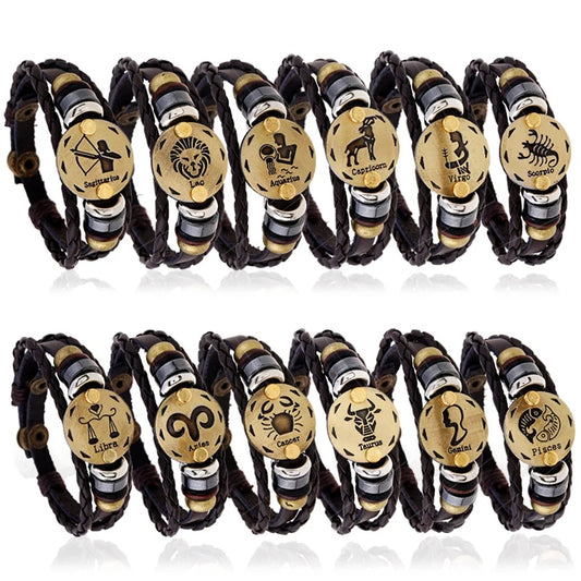 Astro Bracelet - Zodiac Leather Wristband