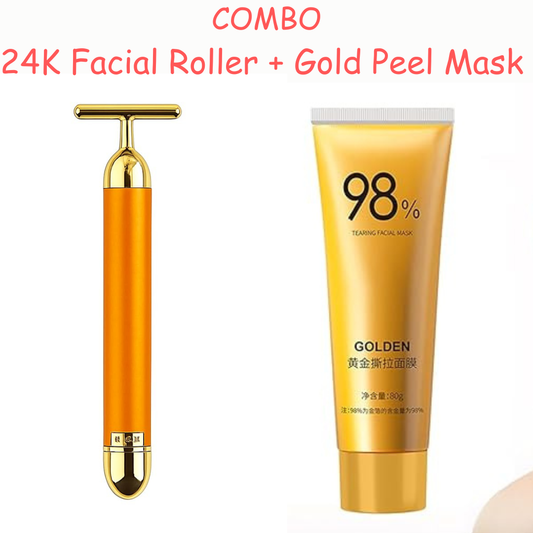 Golden Radiance Face Roller and Gold Peel Mask Combo