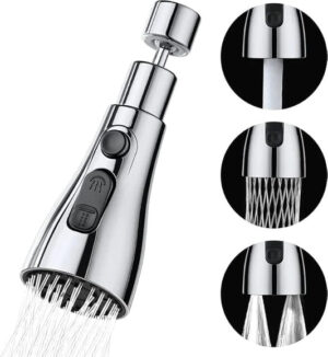 360° Rotating Faucet Aerator - 3 Mode Dual Flow Tap Extender