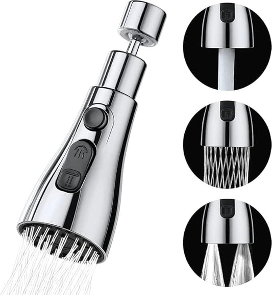 360° Rotating Faucet Aerator - 3 Mode Dual Flow Tap Extender