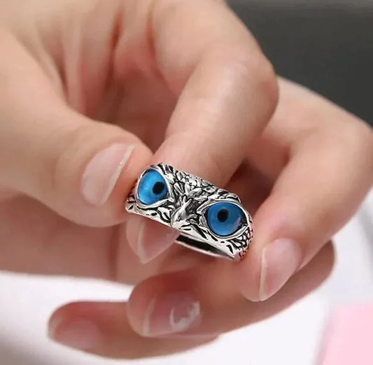 Silver-Plated Lucky 3D Owl Ring